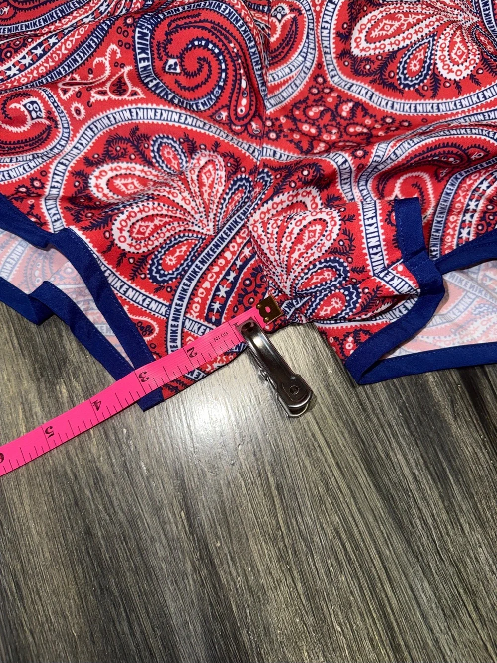 Nike Blue Shorts with Red Paisley Waistband